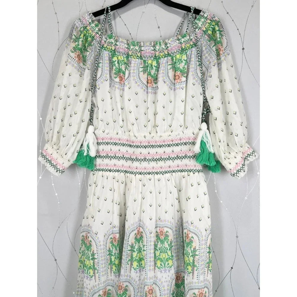 Alice + Olivia Sun Valley Trellis Multi White Green Dress $660 - Picture 6 of 14